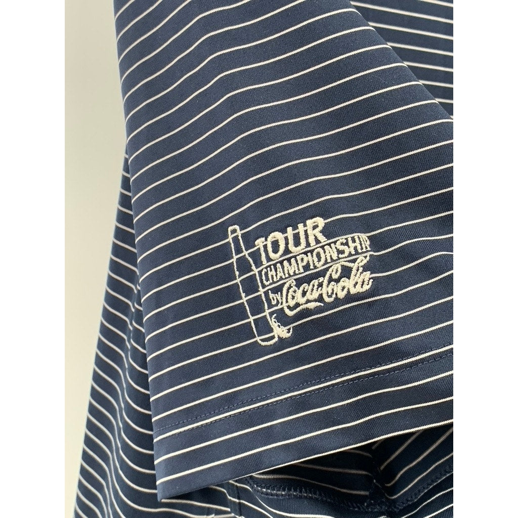 NIKE GOLF Men's Navy-White Striped Polo SZ XL