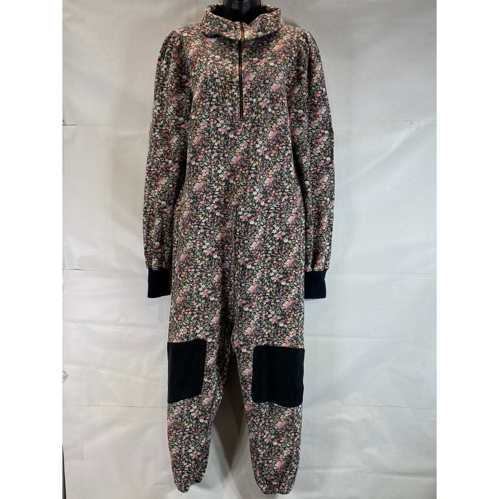 SELKIE Women's Cottage Floral All Over Long Sleeve Knee Patch Jumpsuit SZ S