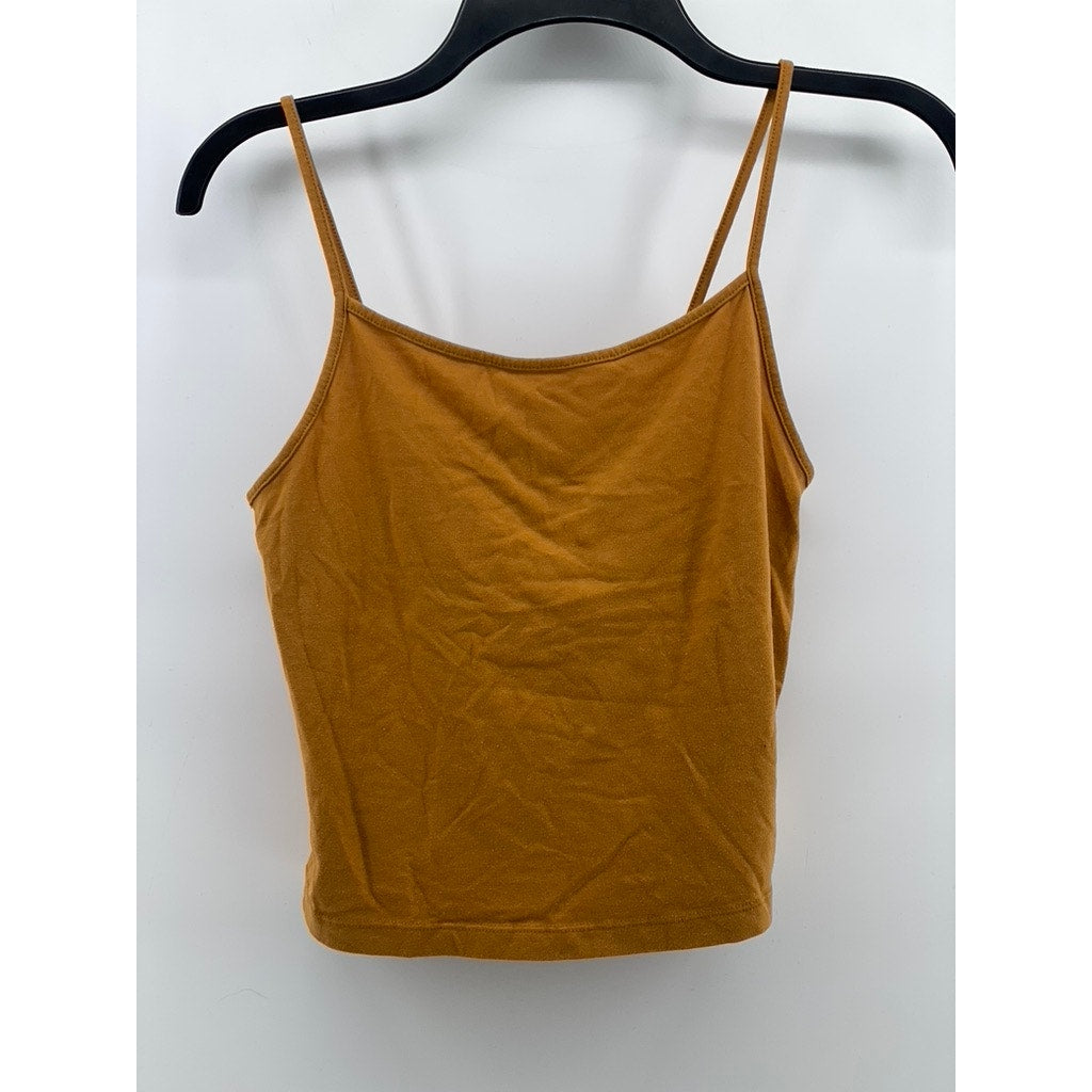 WILD FABLE Women's Gold Yellow Scoop-Neck Spaghetti Strap Cropped Tank Top SZ M