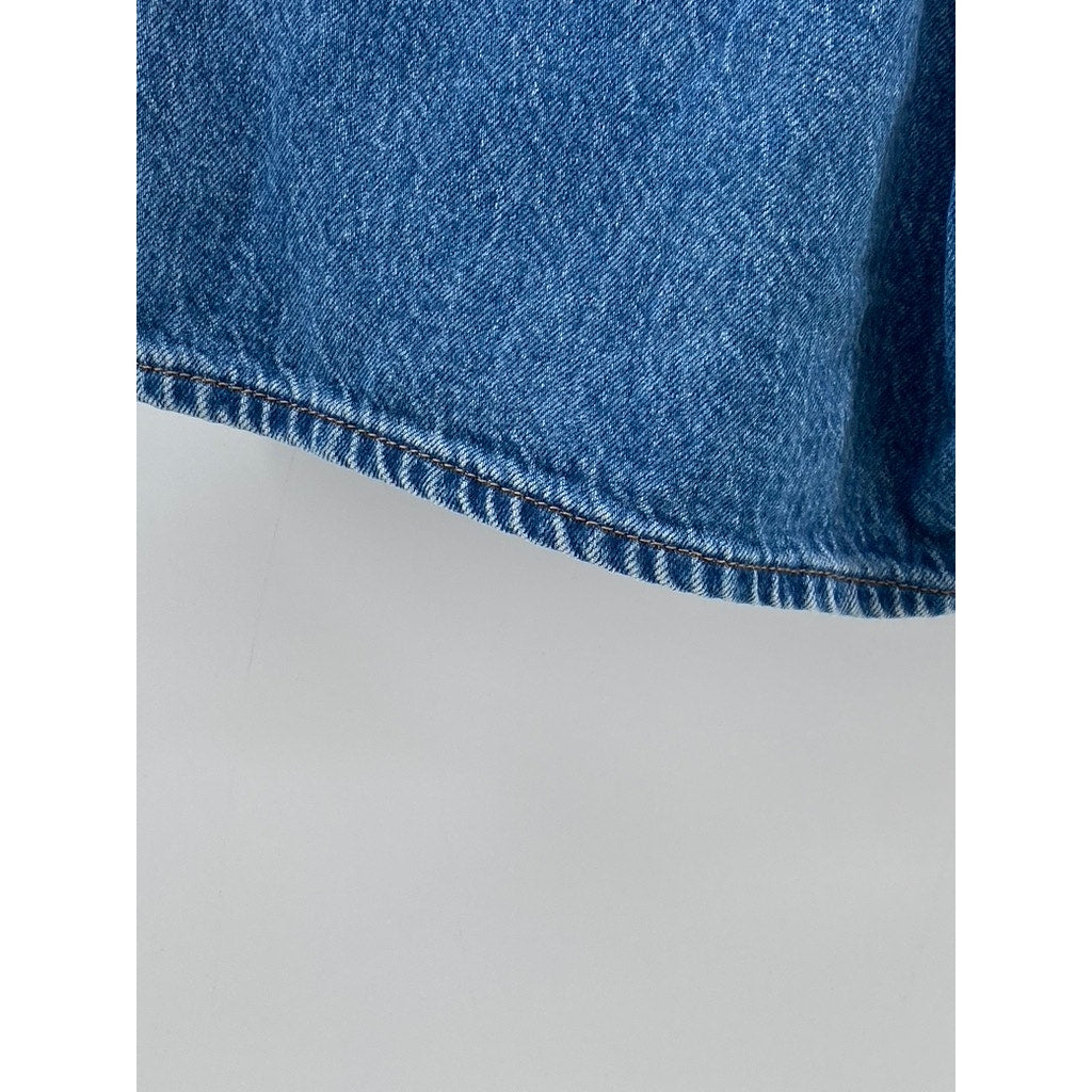 LEVI’S Women’s Dark Blue Straight-Leg High-Rise Ribcage Bermuda Shorts SZ 24