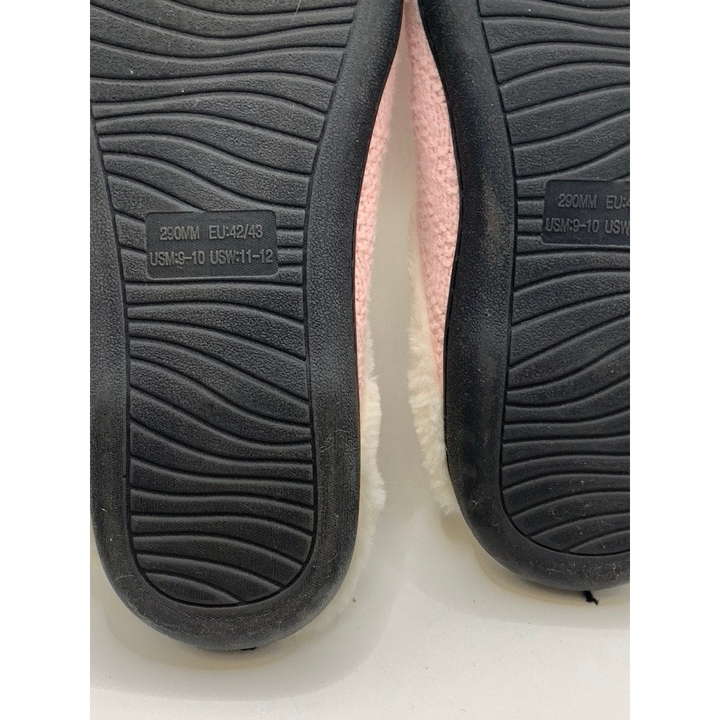 JOOMRA Women's Light Pink Knit Faux-Fur Slippers SZ 11-12