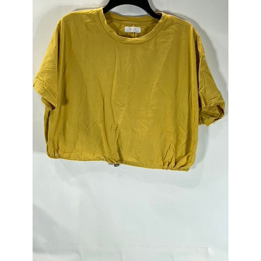 OAK + FORT Women’s Mustard Cotton Crewneck Short Sleeve Crop Top SZ S