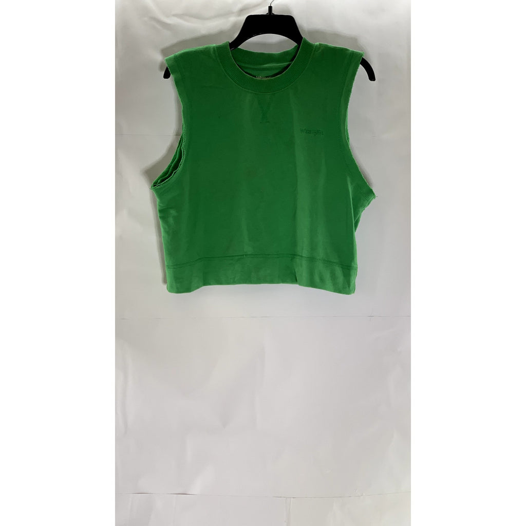WRANGLER Women’s Green Crewneck Cut-Off Sleeve Pullover Tank Top SZ M
