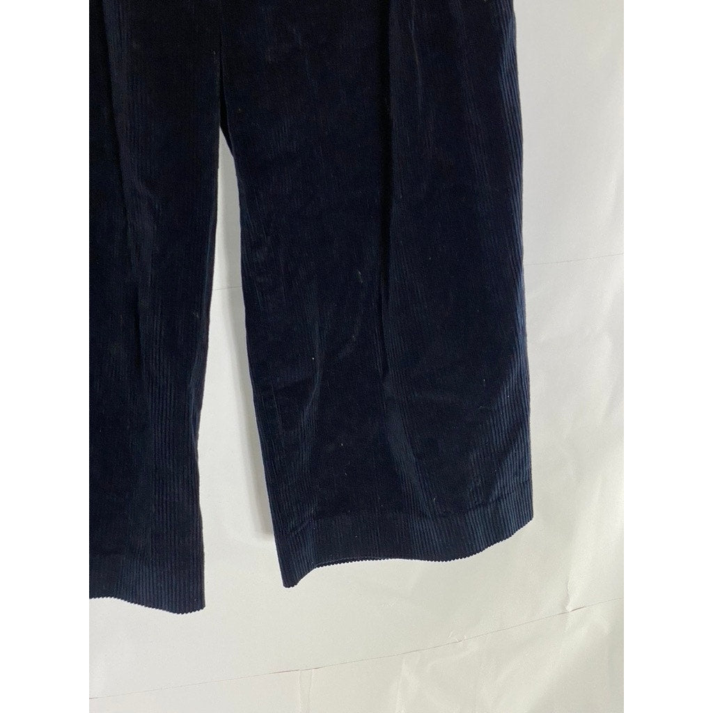 COS Women's Dark Navy Wide-Leg Corduroy Cropped Trousers SZ 2