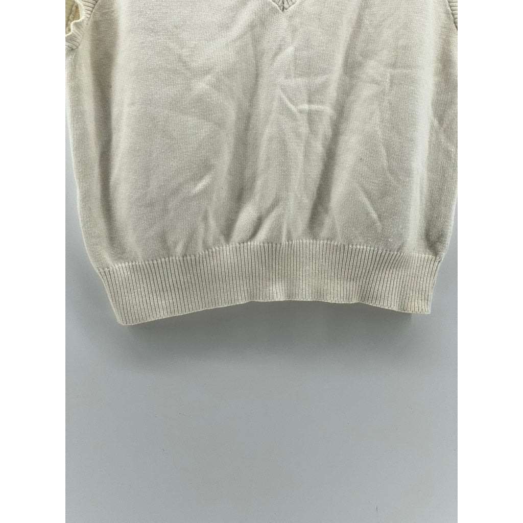 PAMPELONE Women's White Solid Knit V-Neck Sleeveless Sweater Vest SZ M/L