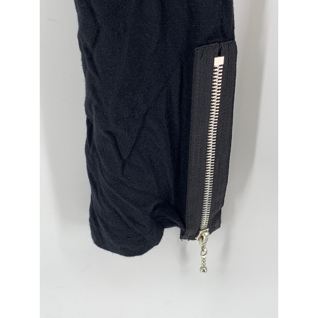 COMFY USA Women's Black Mid-Rise Zipper-Hem Ankle Pants SZ L