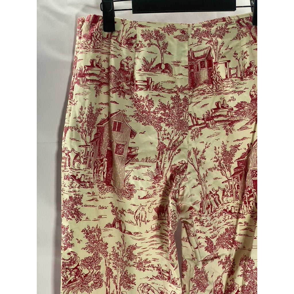 WHITE STAG Women's Vintage Tusk Red-White Printed Prairie Capri Pant SZ 10