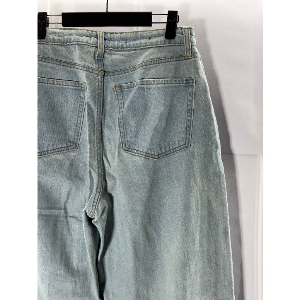 WILD FABLE Women's Light Blue Distressed Highest Rise Baggy Jeans SZ 6/28