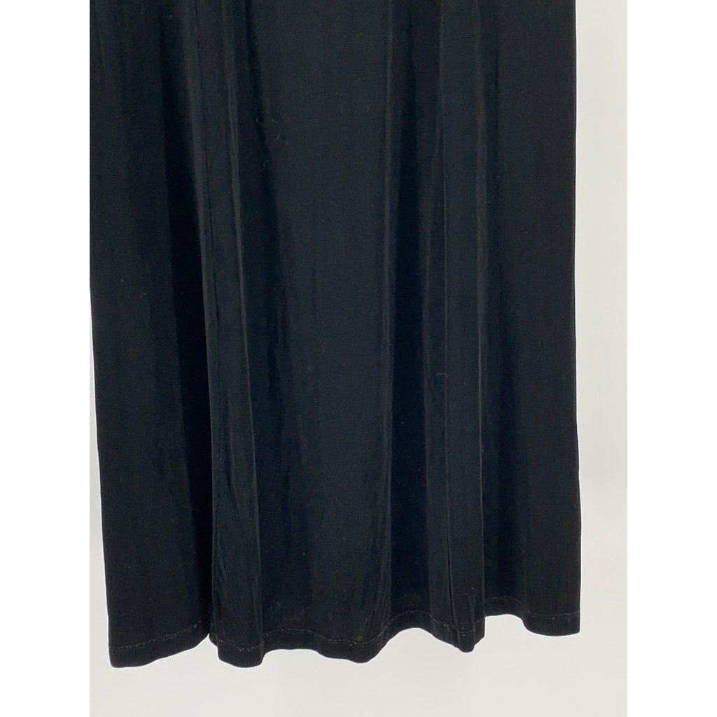 COLDWATER CREEK Women's Vintage Petite Black Short Sleeve Maxi Dress SZ PL