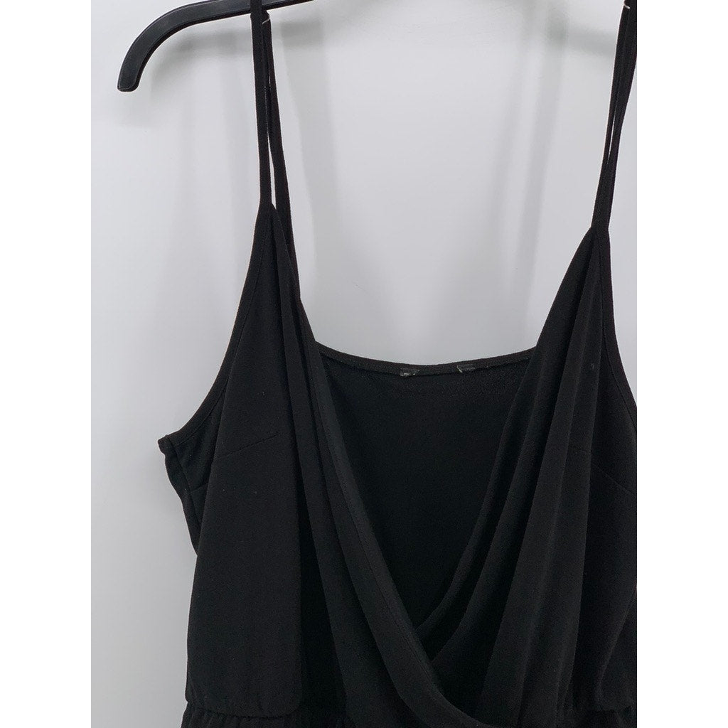 UNBRANDED Women's Black V-Neck Spaghetti Strap Mini Dress SZ L/XL