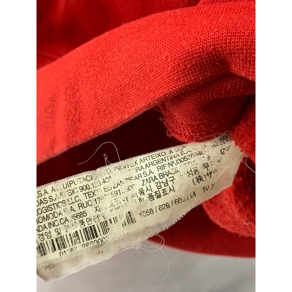 ZARA BASICS Women's Red Solid Pullover Hoodie SZ M