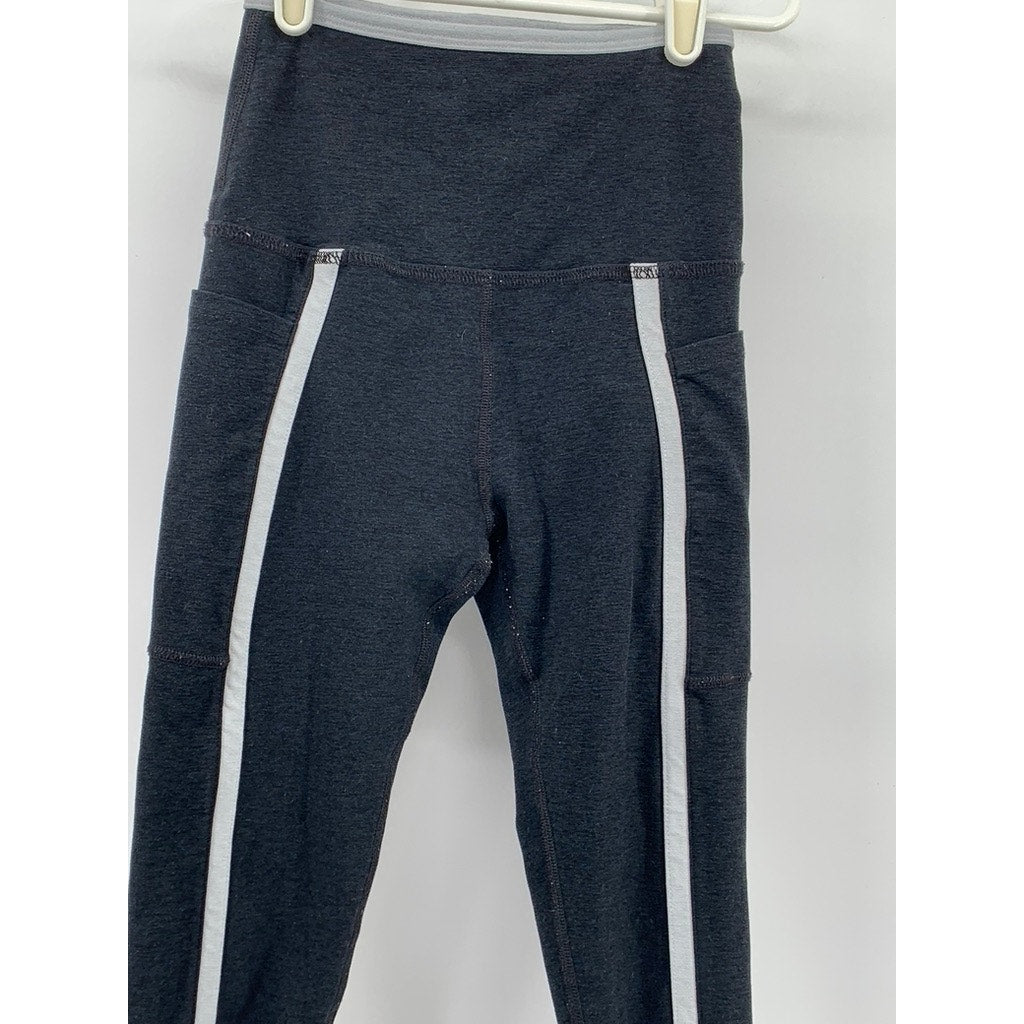 BEYOND YOGA Women's Black Striped High-Rise Ankle-Cropped Leggings SZ XS