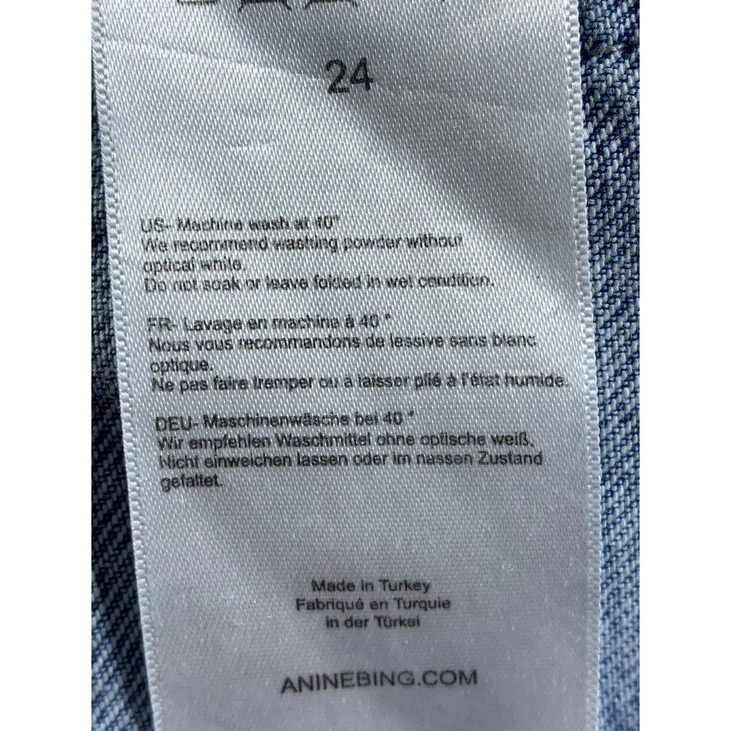 ANINE BING Women's Light Blue Denim Raw-Hem Straight Shorts SZ 24