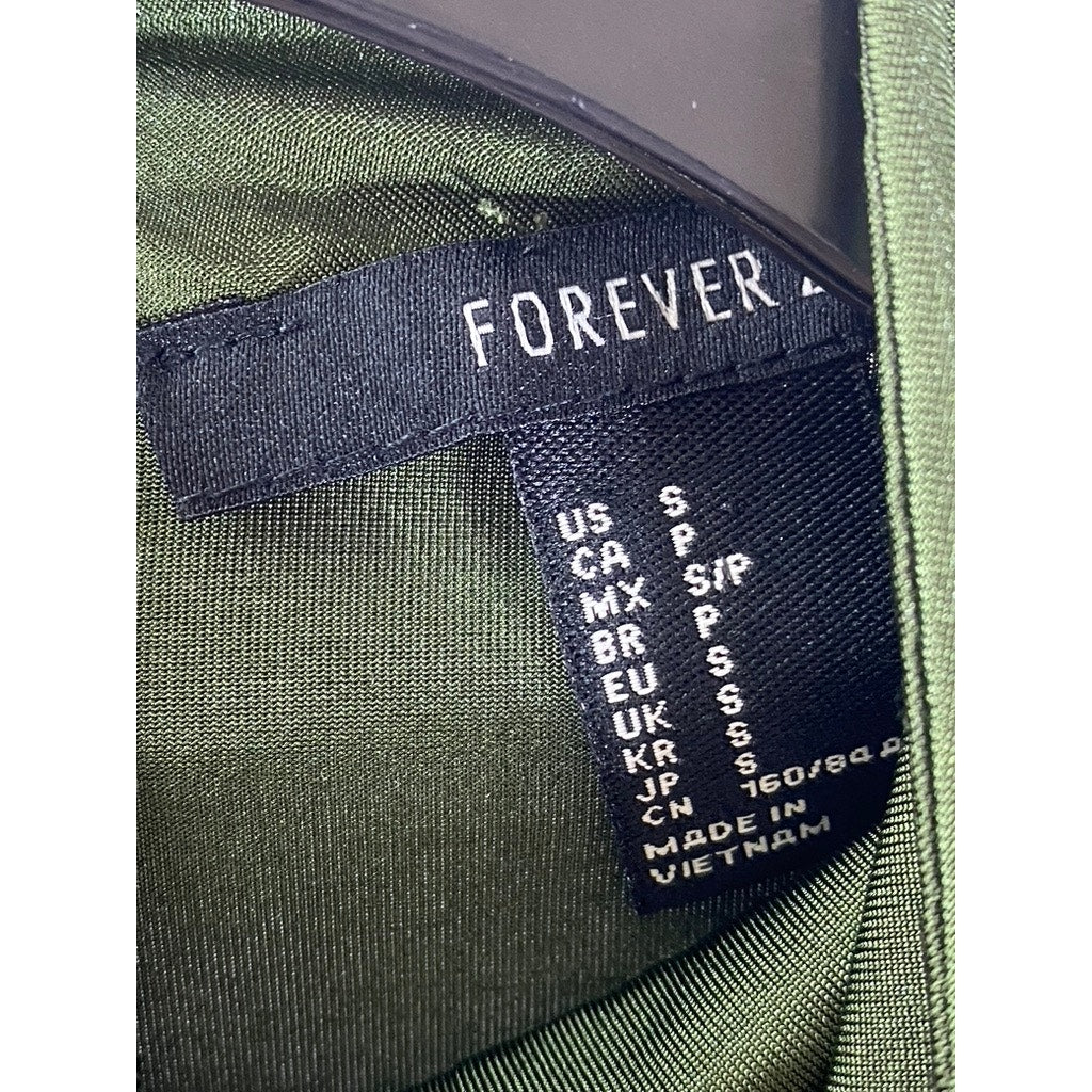 FOREVER 21 Women’s Dark Green Back Cutout Turtleneck Long Sleeve Bodysuit SZ S