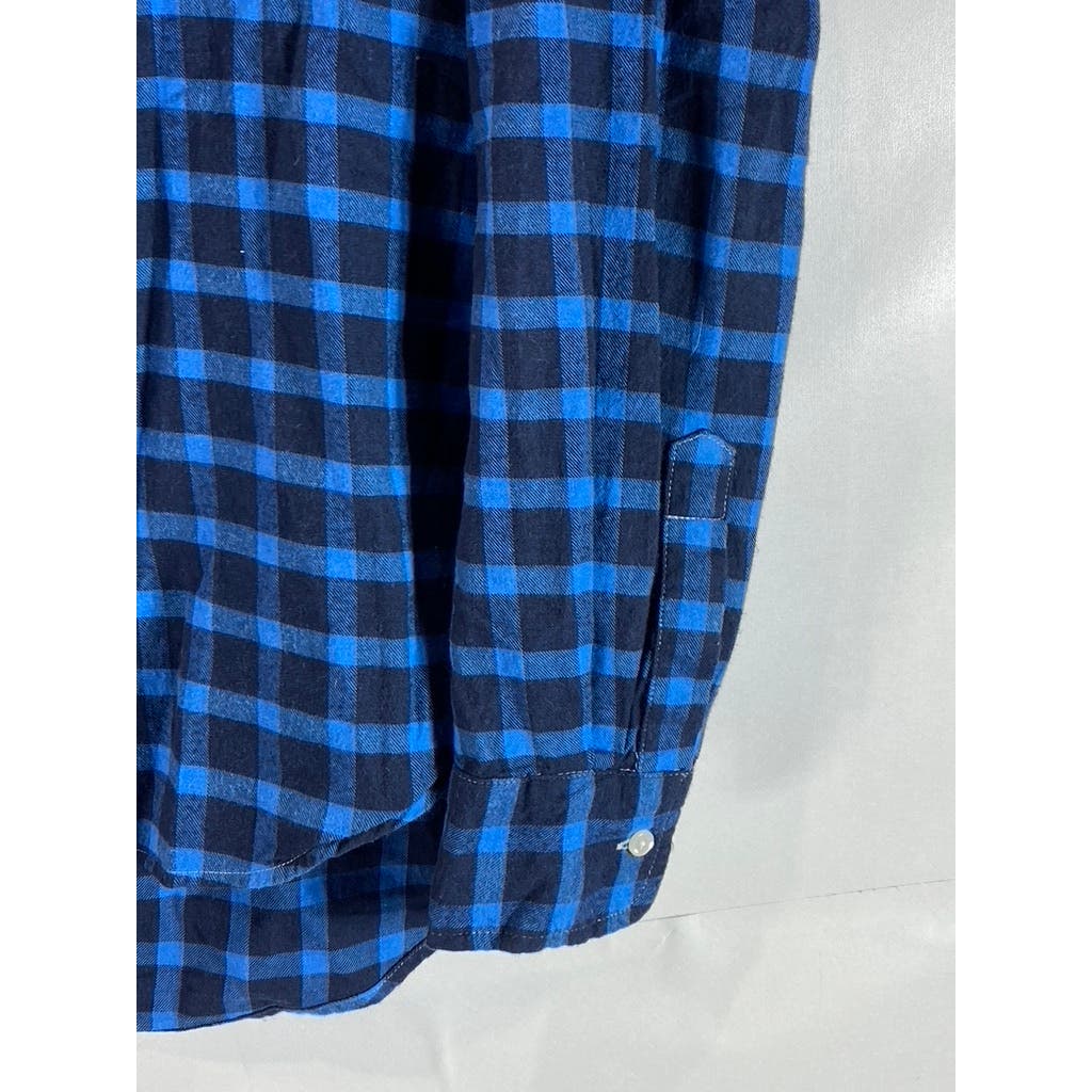 FRANK AND EILEEN Women's Blue/Black Plaid Eileen Relaxed Button-Up Shirt SZ S