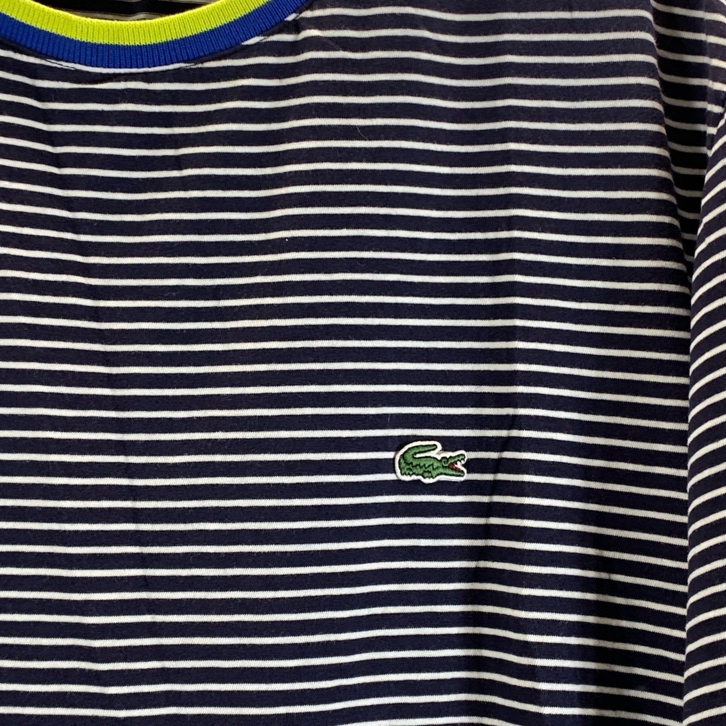 LACOSTE Men's Blue Striped Crewneck Regular-Fit Short Sleeve T-Shirt SZ 2XL