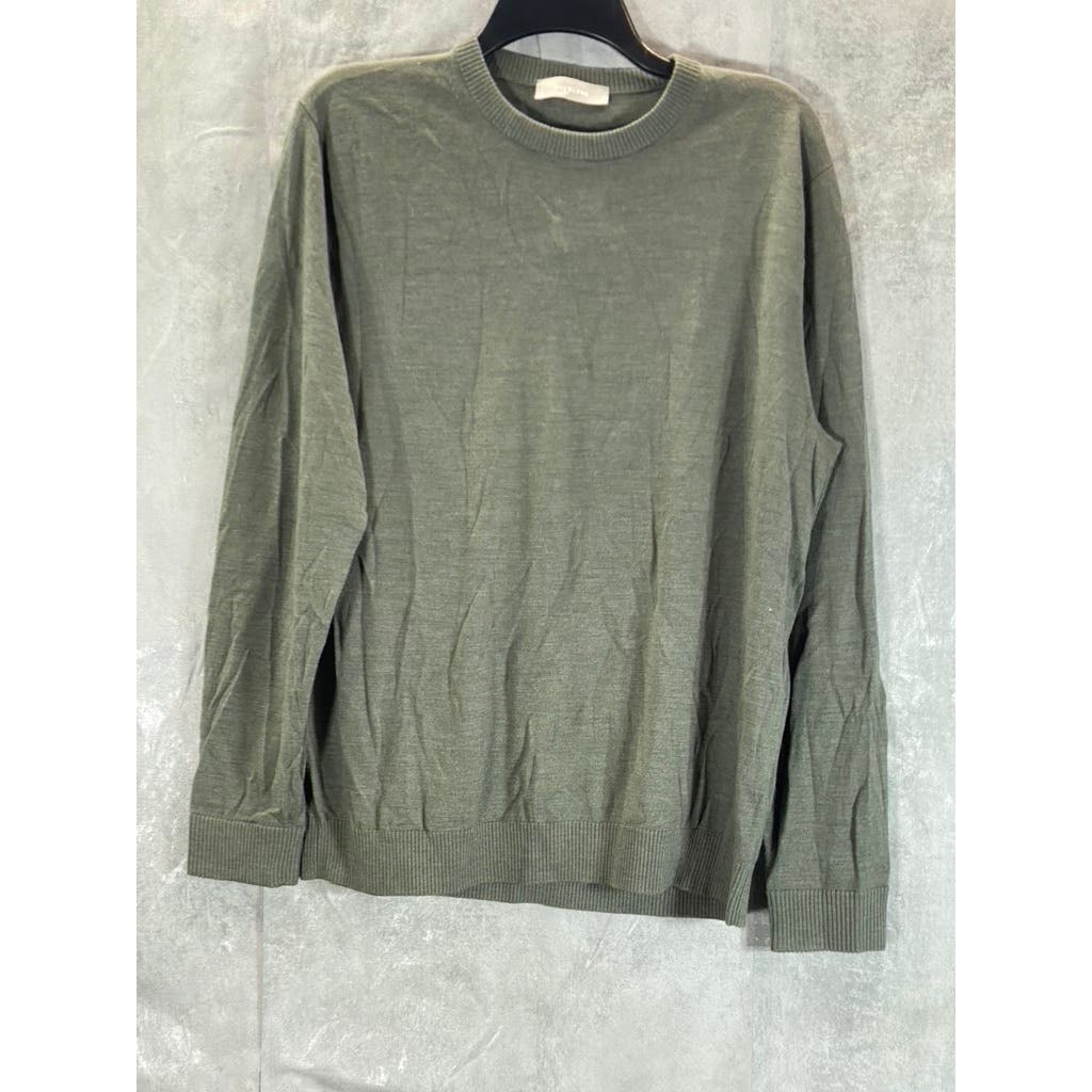 EVERLANE Men's Army Green Crewneck Wool Pullover Sweater SZ L