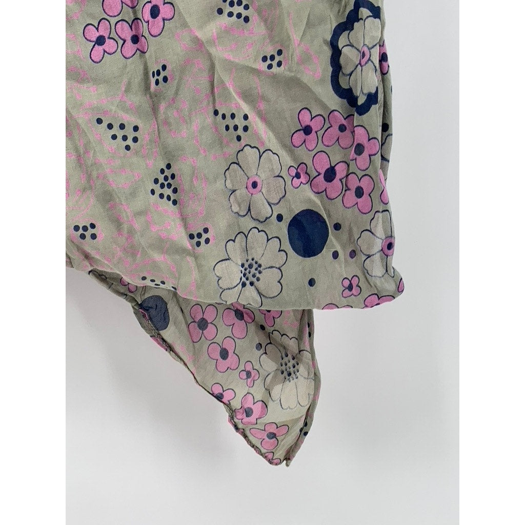 UNBRANDED Women's Brown-Pink Floral Lightweight Wrap
