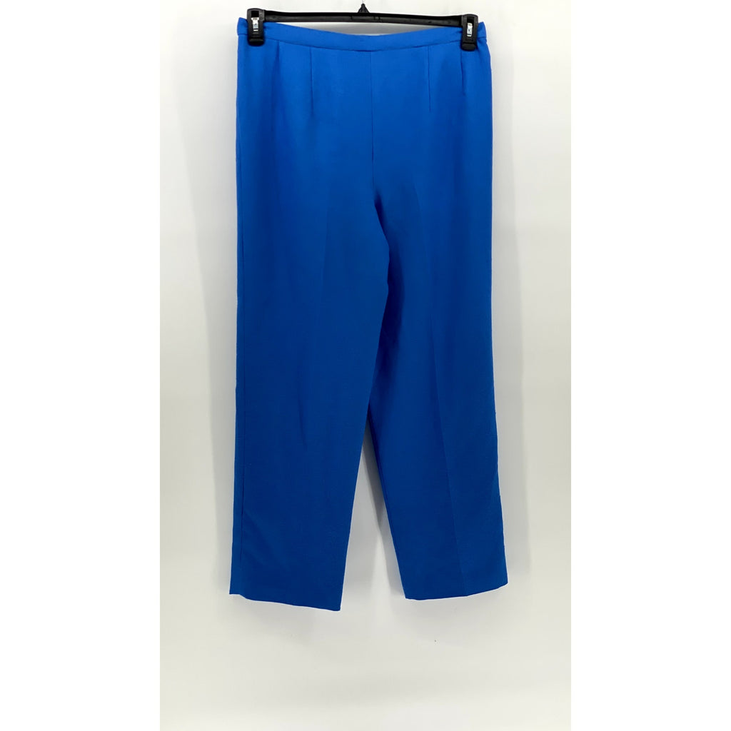 UNBRANDED Women's Royal Blue Textured Pleated Straight-Leg Pant SZ S