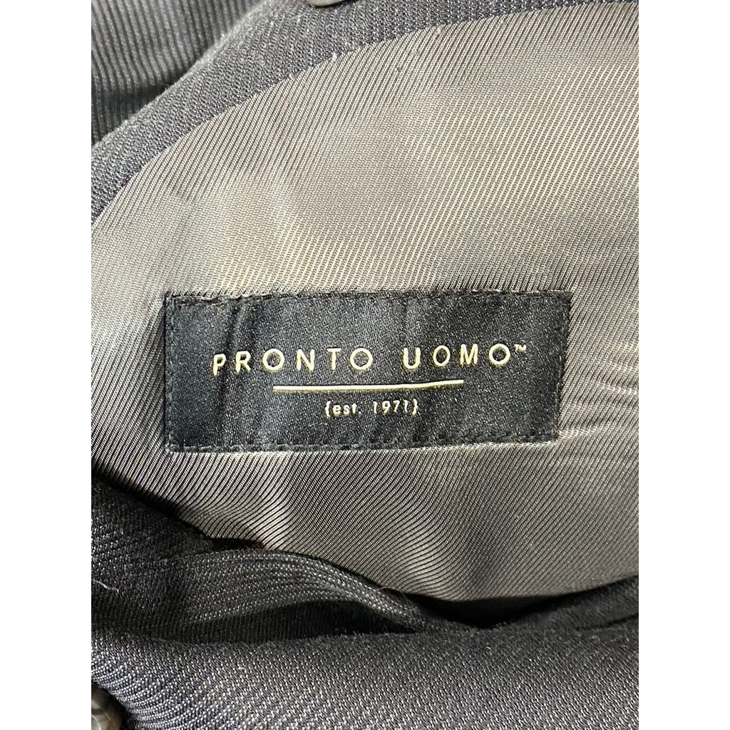 PRONTO UOMO Men's Black Two-Button Modern-fit Suit SZ 50R/45X30