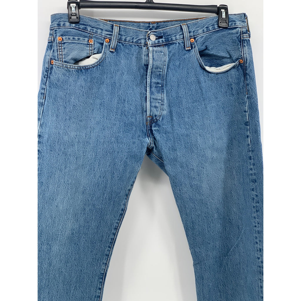 LEVI'S Men's Medium Blue Denim 501 Regular-Fit Slim-Leg Jeans SZ 38X30