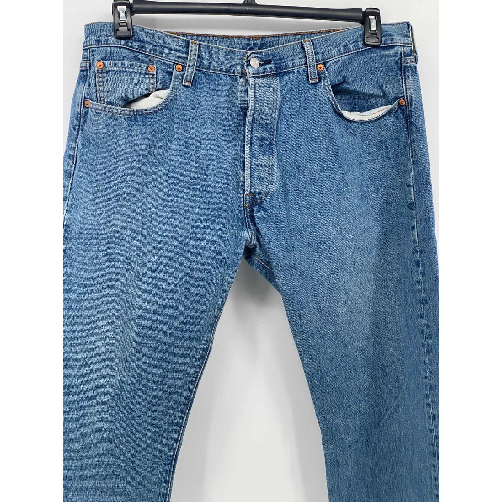 LEVI'S Men's Medium Blue Denim 501 Regular-Fit Slim-Leg Jeans SZ 38X30