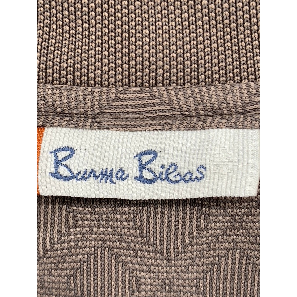 BURMA BIBAS Men's Biege Textured Long Sleeve Polo Shirt SZ L