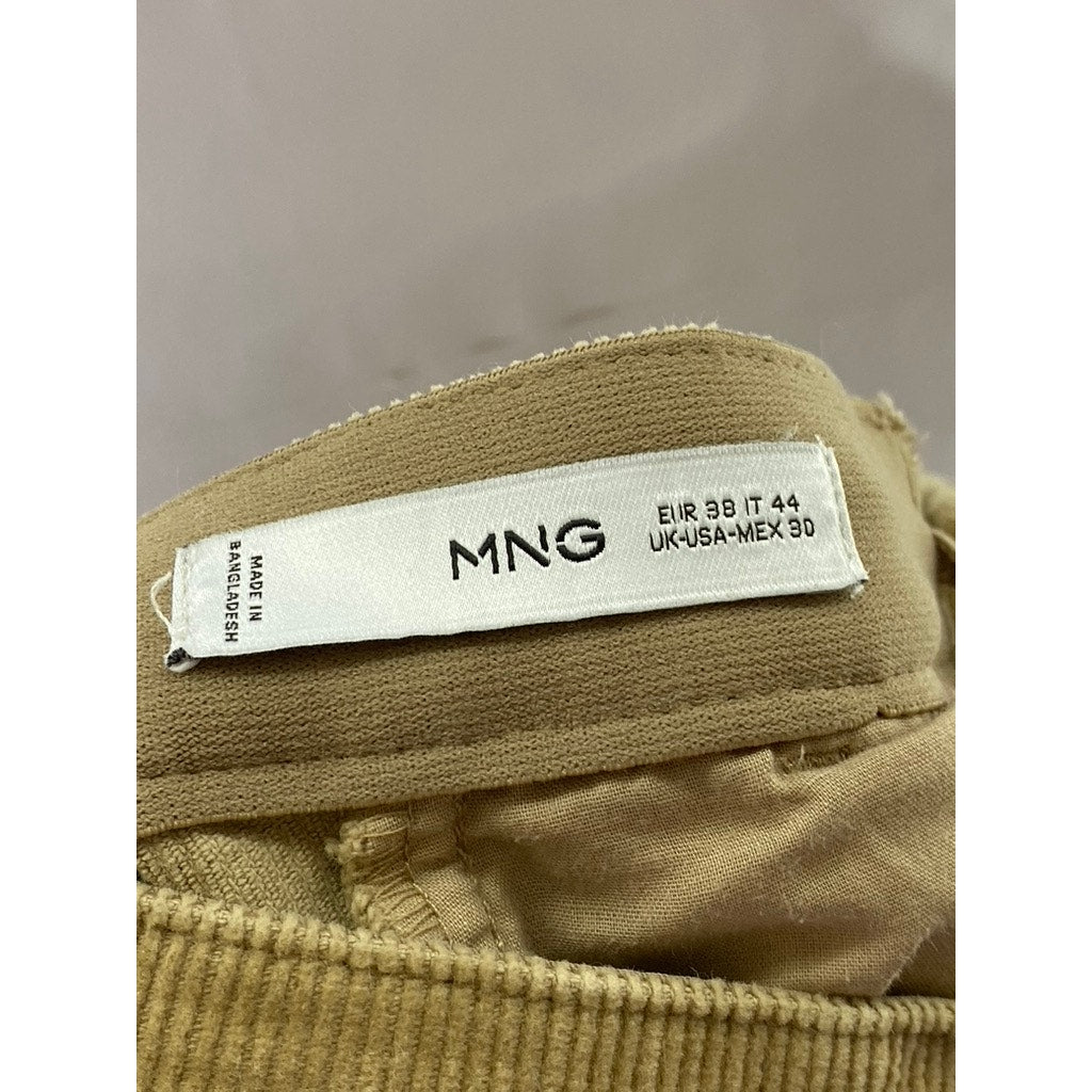 MNG Men's Tan Slim-Fit Drawstring Corduroy Trousers SZ 30