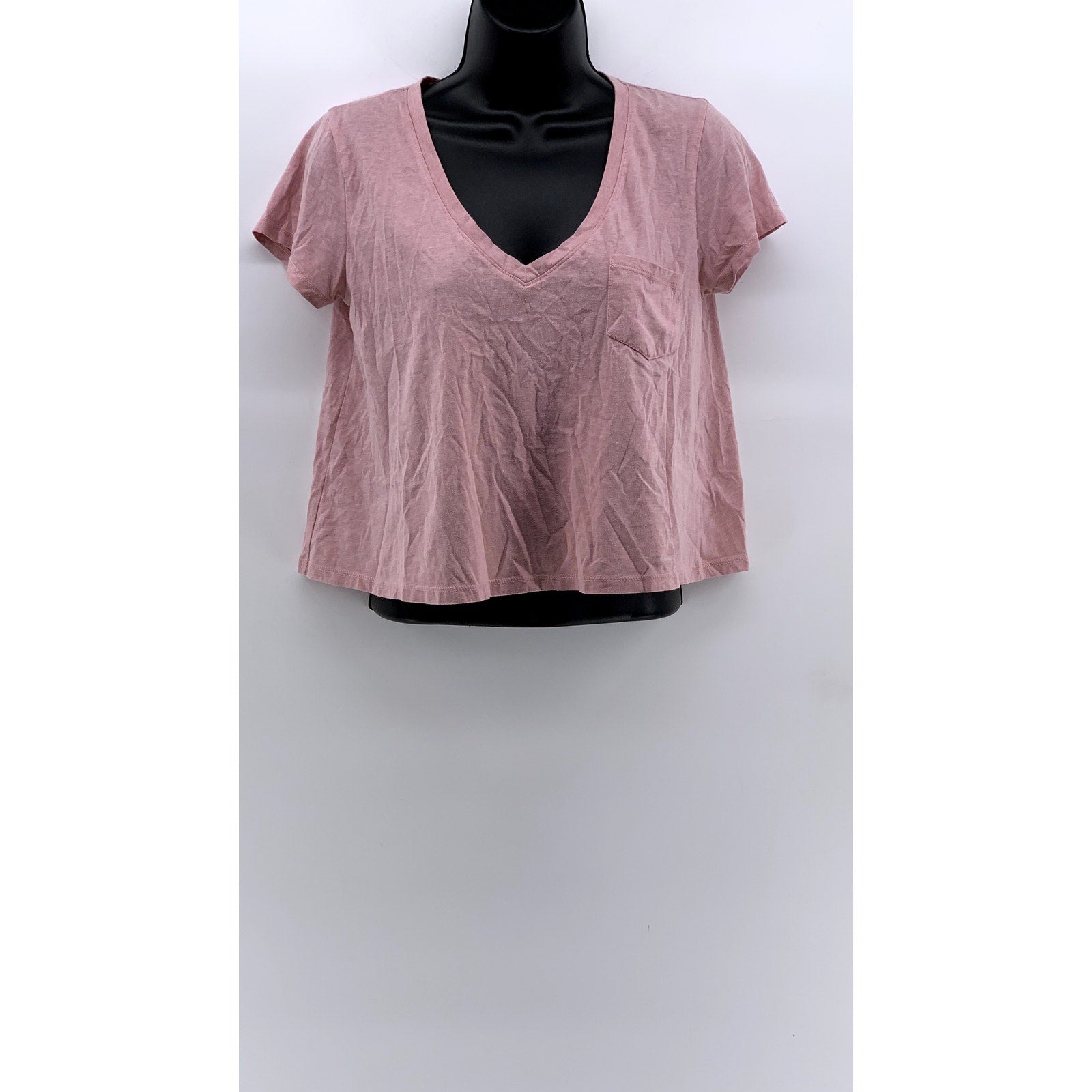 CURIOUS GYPSY Women's Pink V-Neck Short Sleeve T-Shirt SZ M