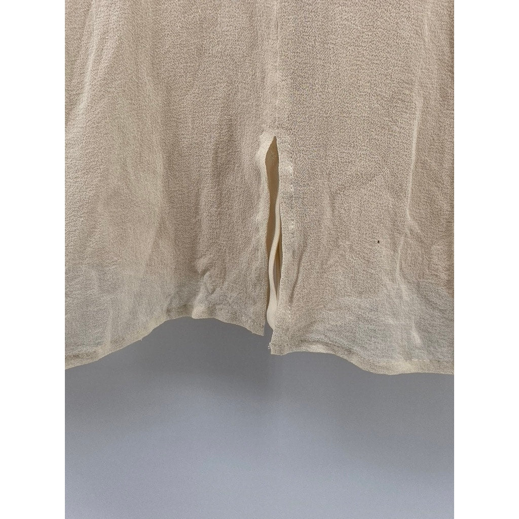 DOLCE VITA Women's Beige Pleated Button-Up Long Sleeve Top SZ XS