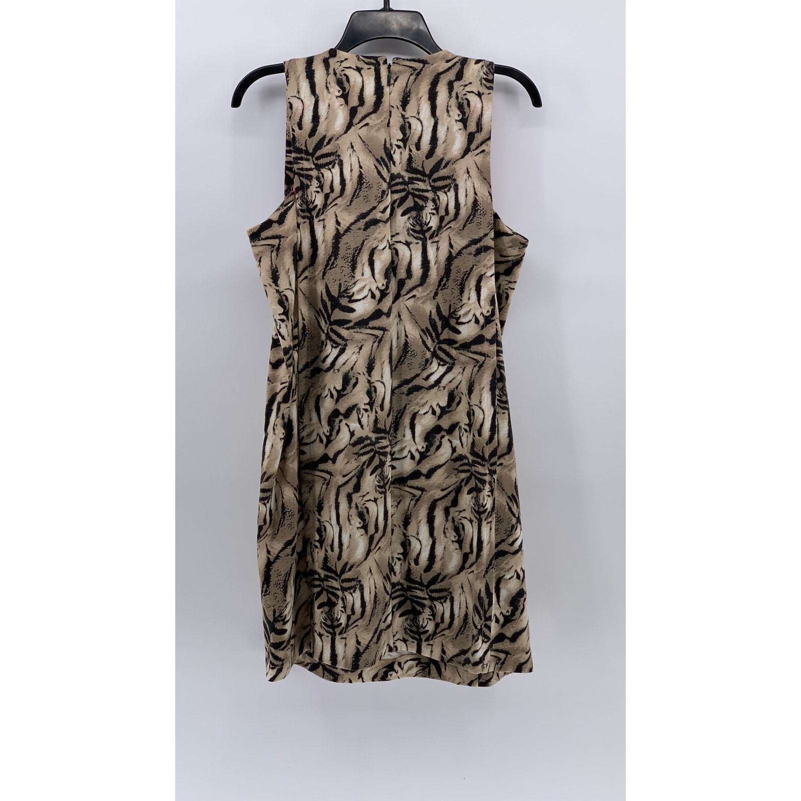 MNG COLLECTION Women’s Brown Printed Scoop-Neck Sleeveless Sheath Dress SZ M