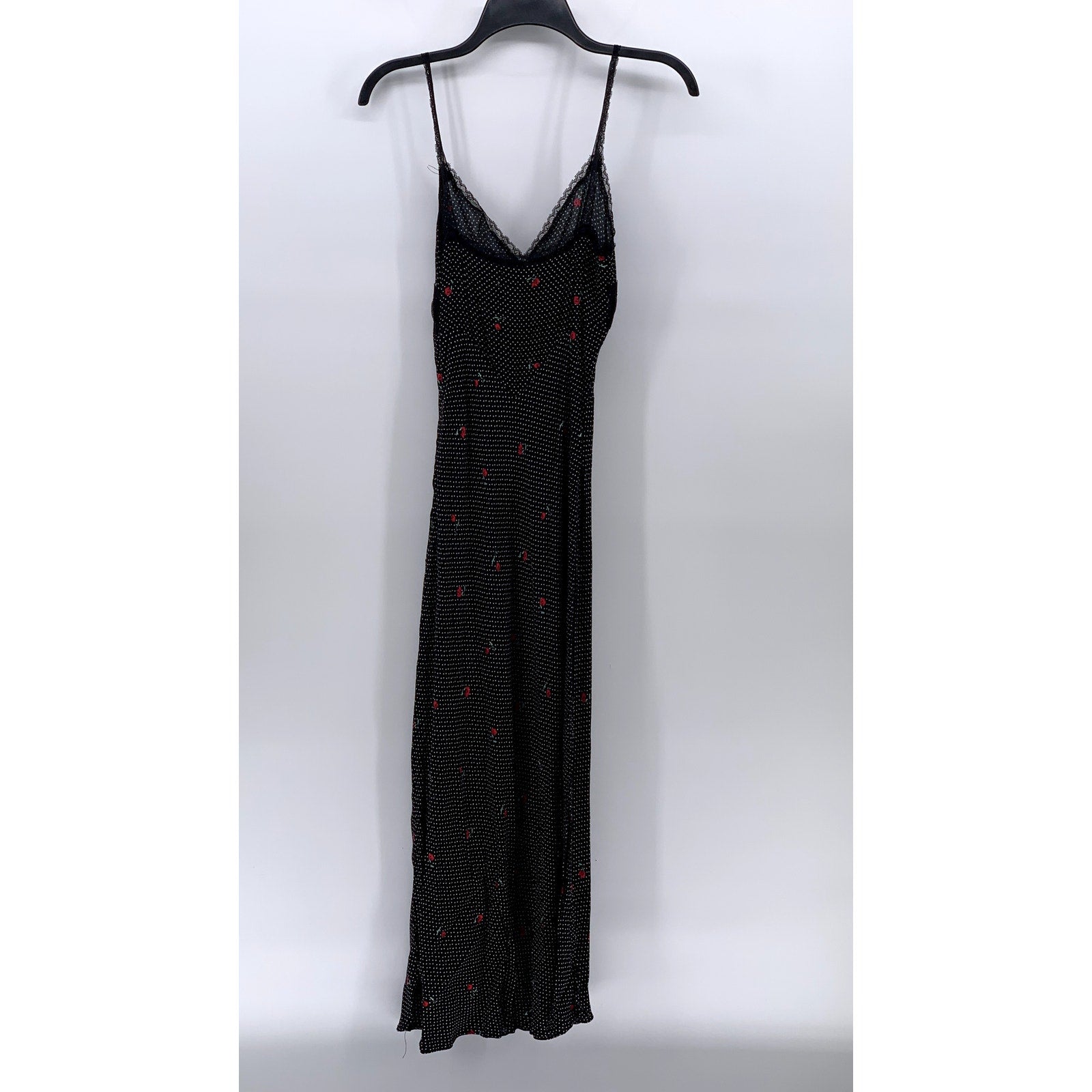 URBAN OUTFITTERS Women's Black-White Rose Print V-Neck Maxi Dress SZ 0