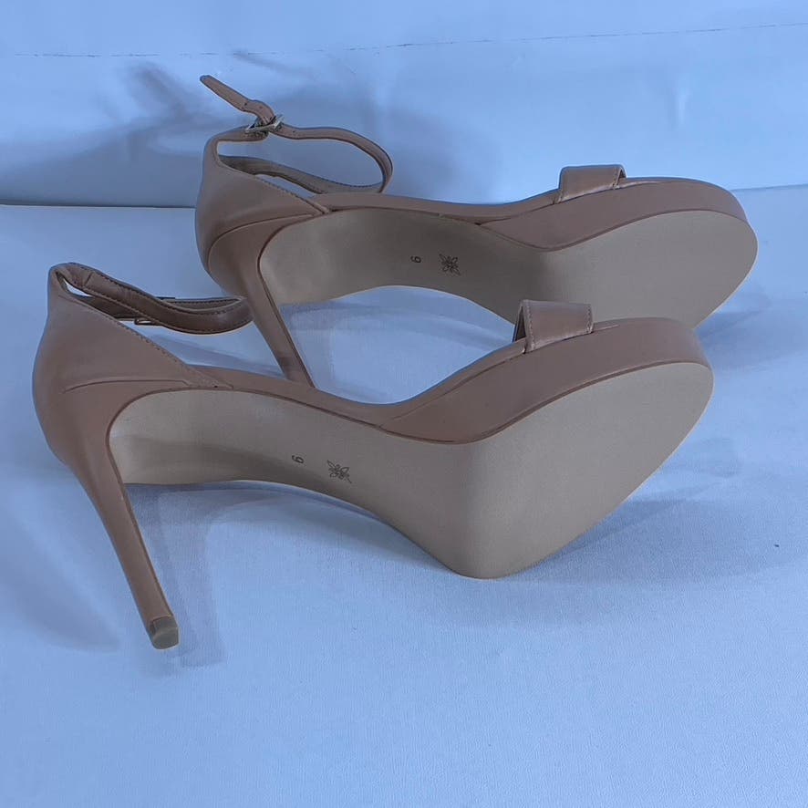 BCBGENERATION Women's Tan Nallah Ankle-Strap Platform Stiletto Sandals SZ 9