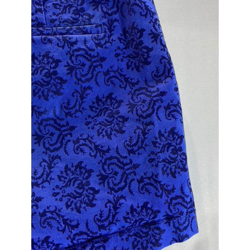 CYNTHIA ROWLEY Women's Royal Blue/Black Damask Print Chino Shorts SZ 2