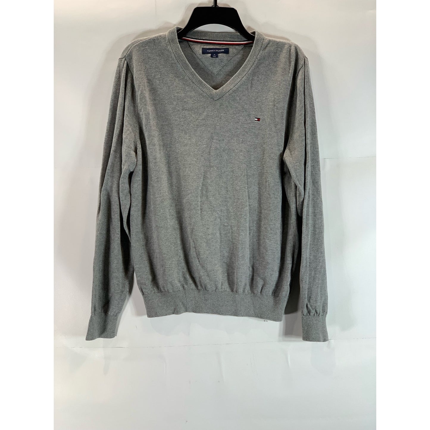 TOMMY HILFIGER Men's Light Gray V-Neck Lightweight Pullover Sweater SZ M