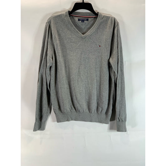 TOMMY HILFIGER Men's Light Gray V-Neck Lightweight Pullover Sweater SZ M