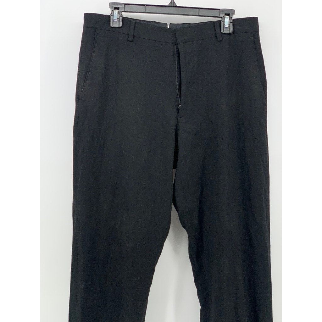 BANANA REPUBLIC Men's Black Solid Modern-Fit Wool Straight-Leg Pants SZ 33X32
