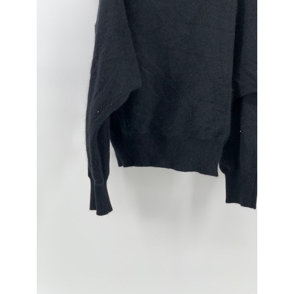 MICHAEL CARRIE Women's Vintage Black Cutout Rhinestone Embellished Sweater SZ S