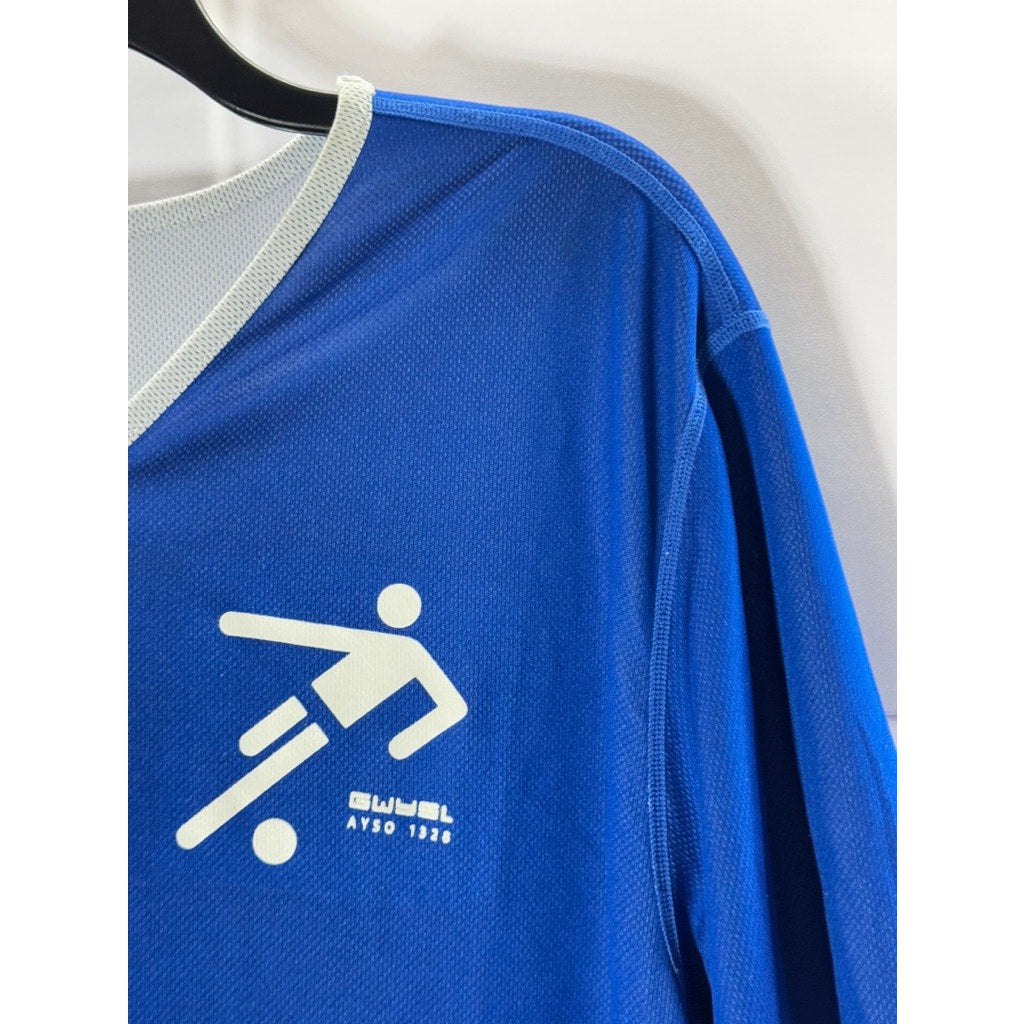 AL SCORE Men's Blue/Grey Reversible V-Neck Short Sleeve T-Shirt SZ M