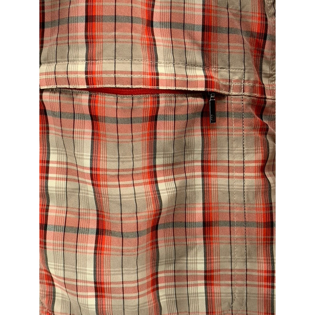 THE NORTH FACE Men's Orange Plaid Button-Up Short Sleeve Regular-Fit Shirt SZ XL