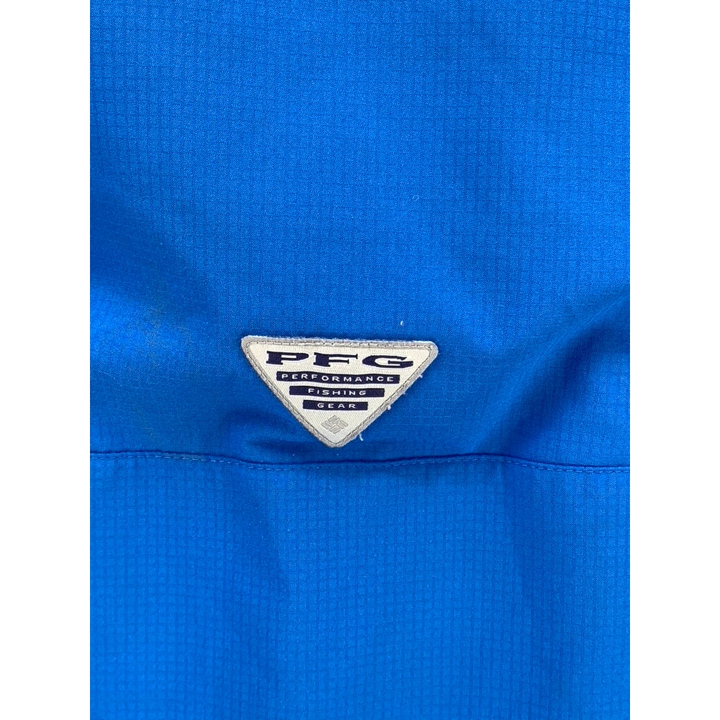 COLUMBIA Men's Royal Blue PFG Button-Up Fisherman Shirt SZ XL