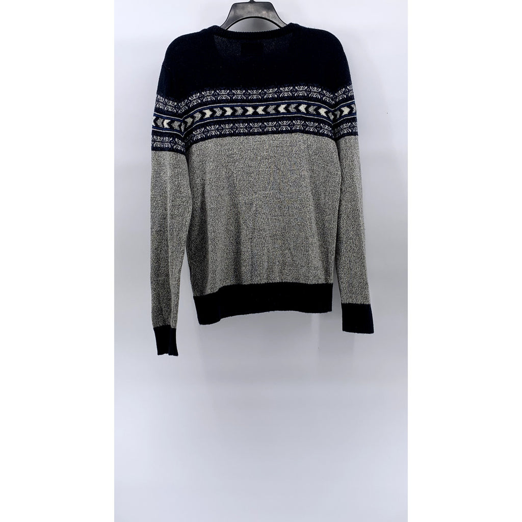 AMERICAN EAGLE Men's Navy Blue-Gray Arrow Crewneck Knit Long Sleeve Sweater SZ M
