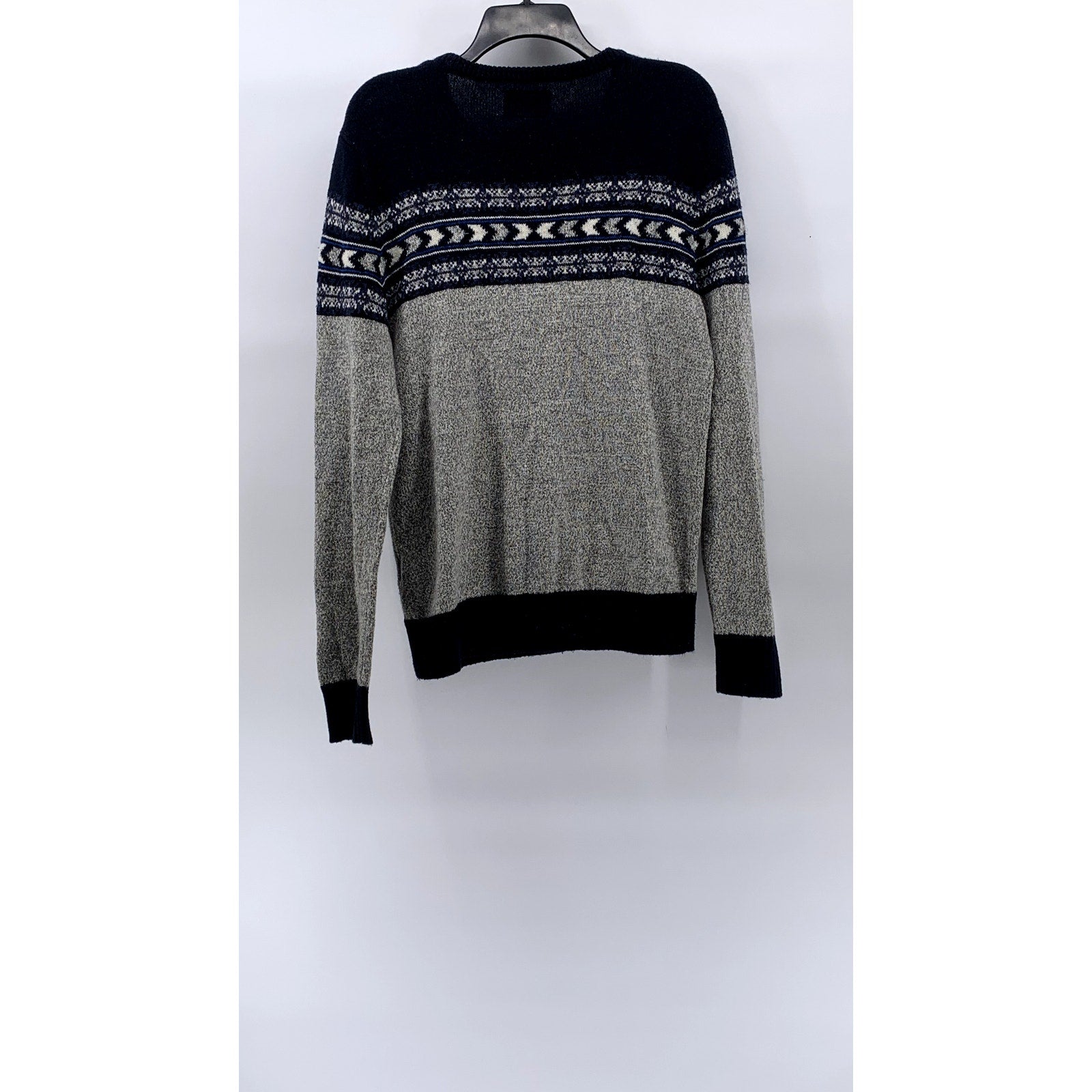 AMERICAN EAGLE Men's Navy Blue-Gray Arrow Crewneck Knit Long Sleeve Sweater SZ M