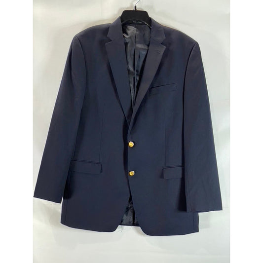 LAUREN RALPH LAUREN Men's Long Navy Classic-Fit Gold Two-Button Blazer SZ 42L