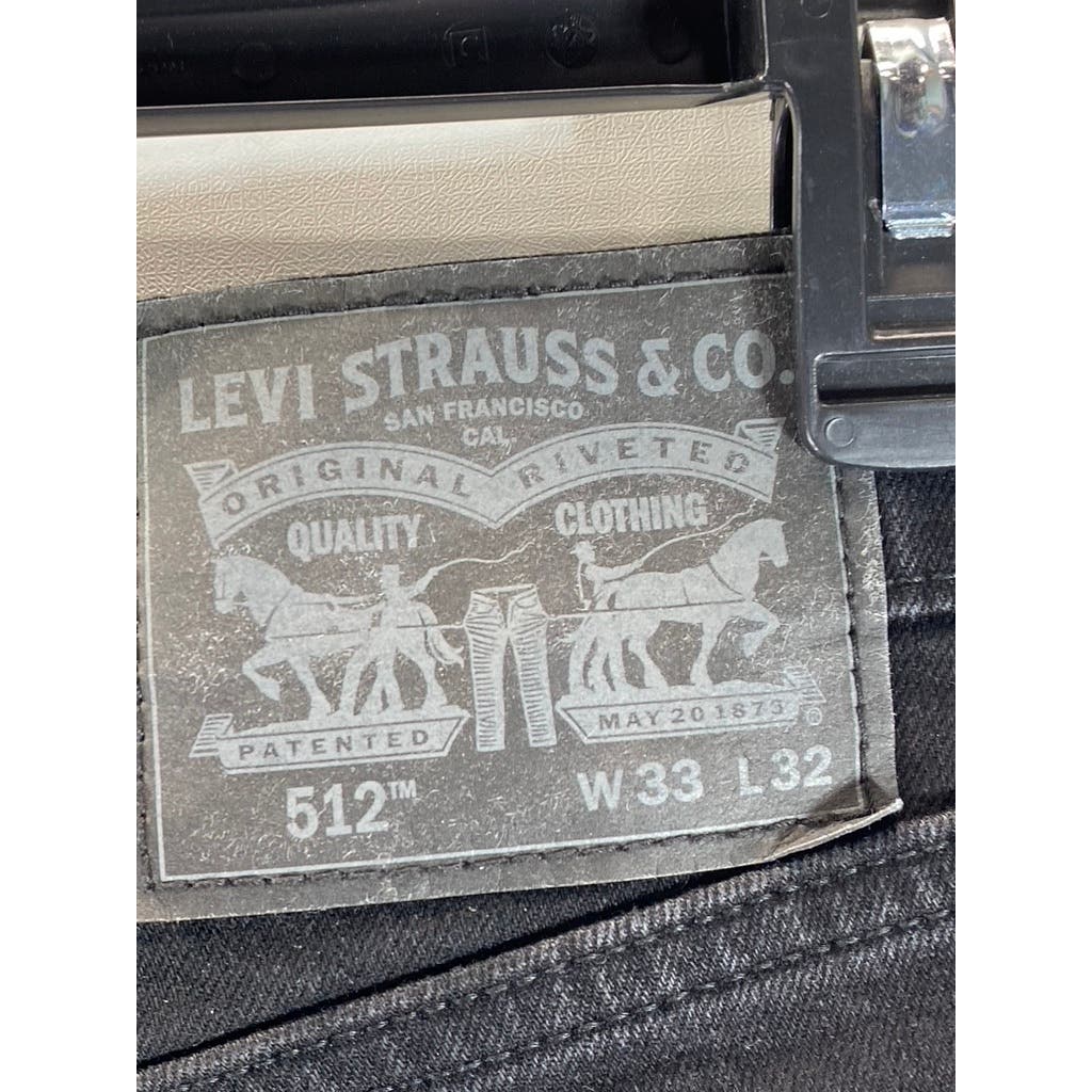 LEVI'S Men's Solid Black 512 Slim Tapered-Fit Stretch Five-Pocket Jeans SZ 33X32
