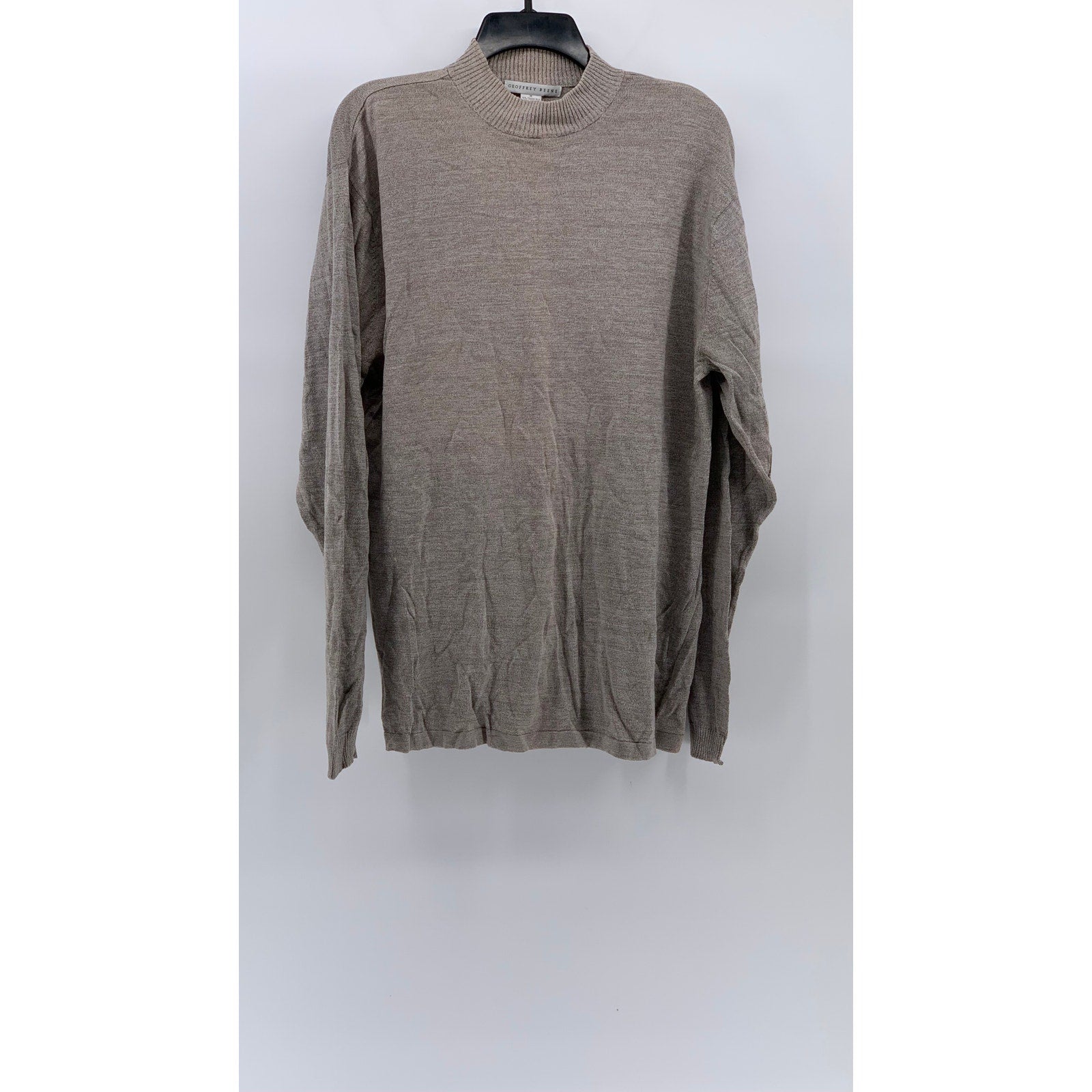 GEOFFREY BEENE Men's Vintage 90's Beige Knit Crewneck Long Sleeve Sweater SZ M