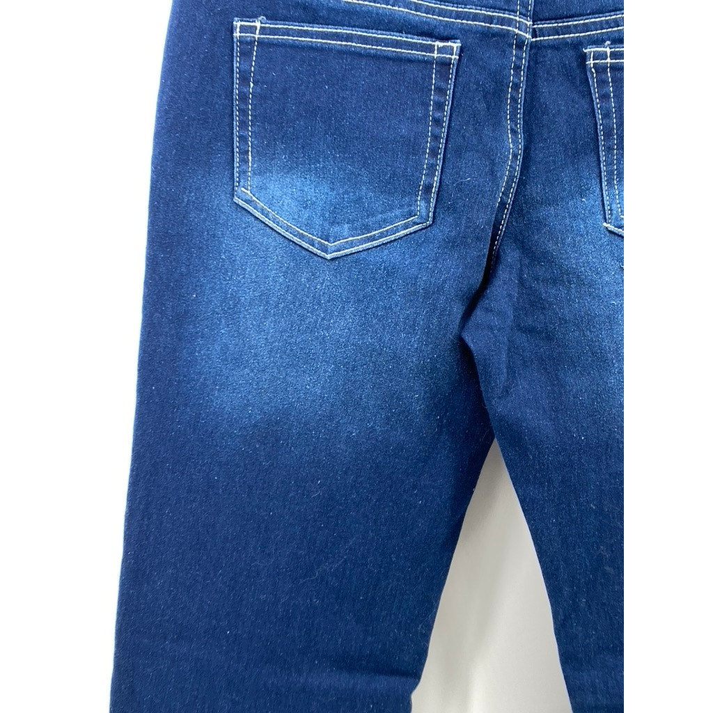 JEANS DENIM Women's Dark Blue Wash Regular-Fit Slim-Leg Jeans SZ 4