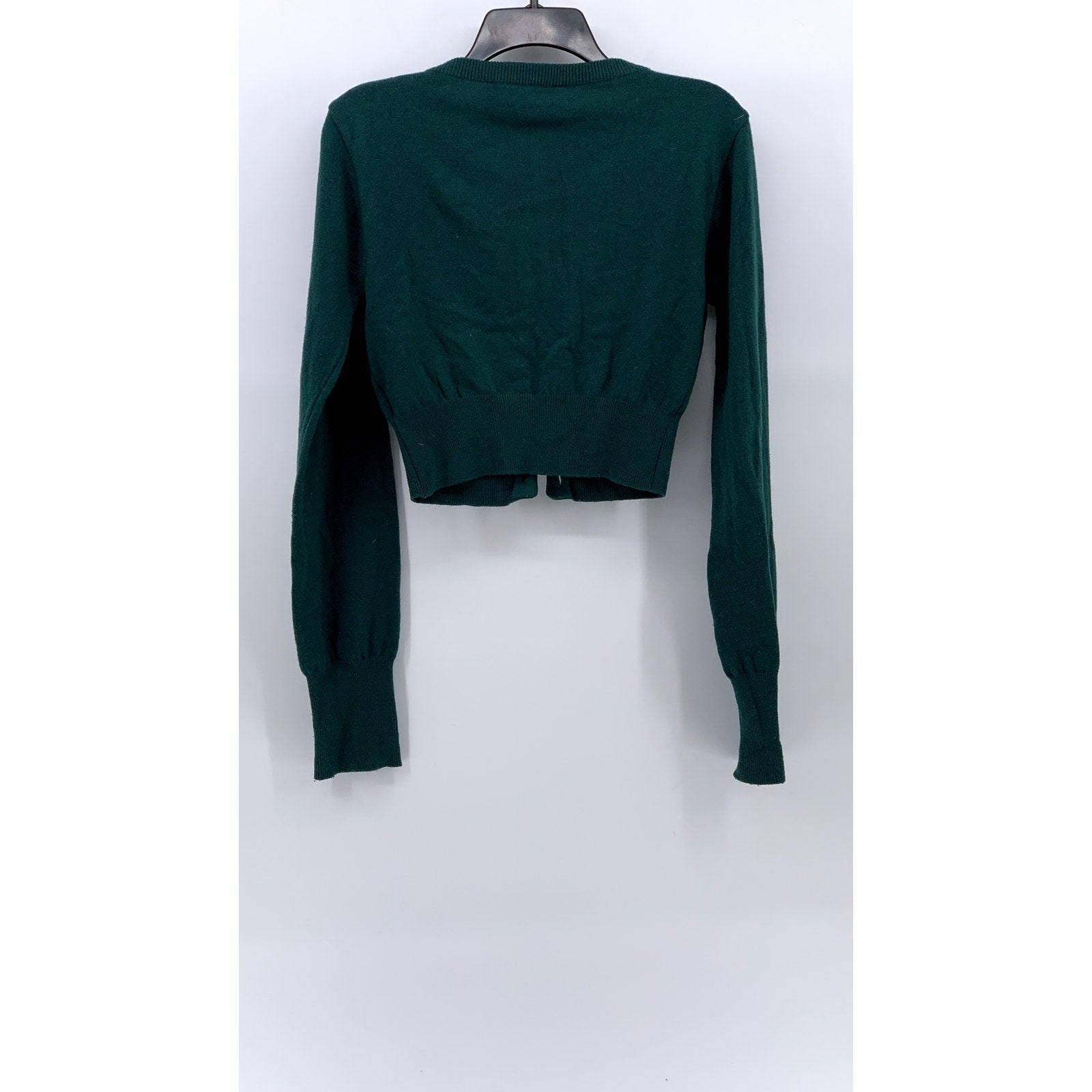 SPOONING Women's Green Knit Wool Primary Club Button-Up Cropped Cardigan SZ S