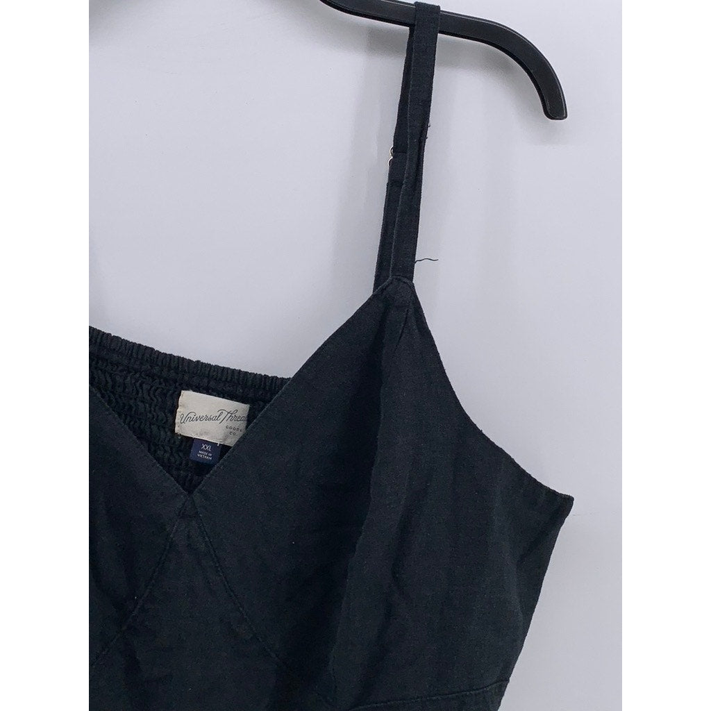 UNIVERSAL THREAD Women's Black Smocked V-Neck Crop Top SZ 2XL