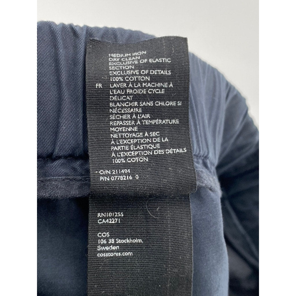 COS Women's Navy Blue Solid Cotton Cuffed Casual Mom Pull-On Shorts SZ 4